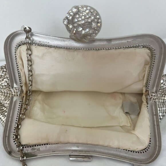 Whiting and Davis Co. silver beaded jeweled small purse - Picture 5 of 10